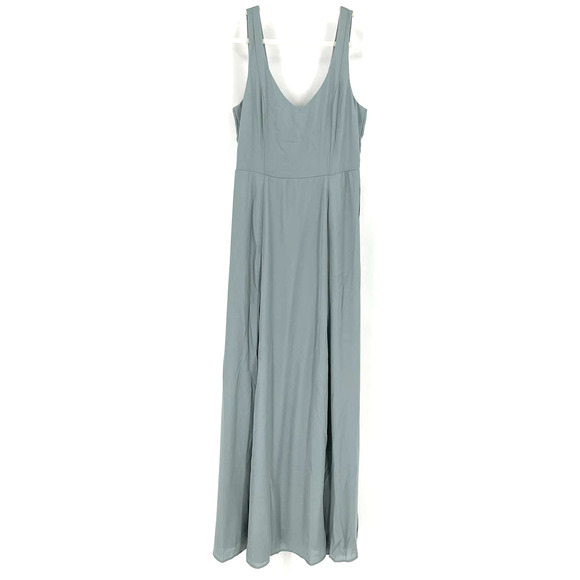 Show Me Your MuMu Jenn Maxi Dress Silver Sage Crisp Medium NWT - Picture 10 of 11